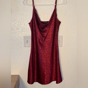 Forever 21 Silk Lepard Print Red Dress